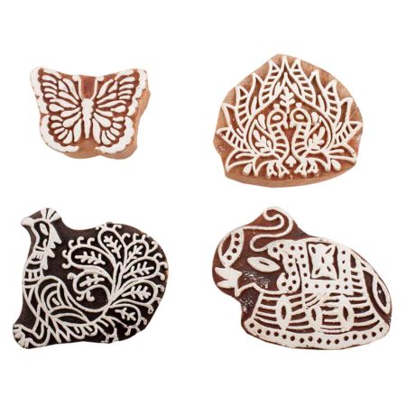 Set of 4 Piece New Mix Wooden Printing Block
